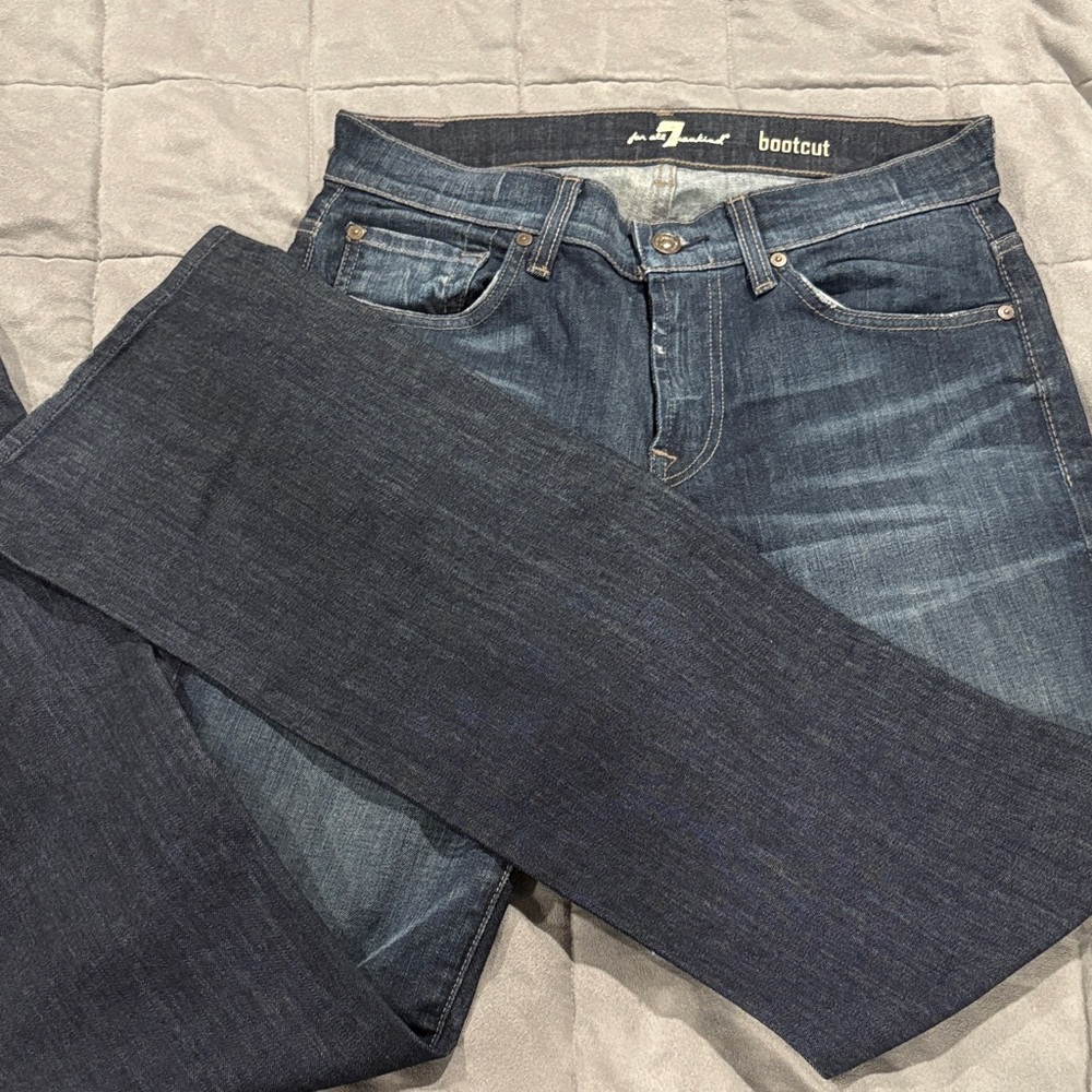7 For All Mankind Men's Dark Blue Bootcut Jeans